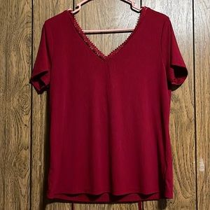 Low V Lace embroidered Top